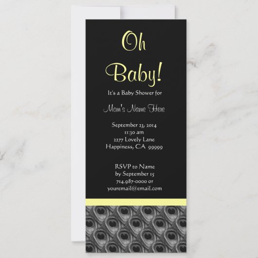 Invitation Baby shower de Peacock Jaune noir (Devant)