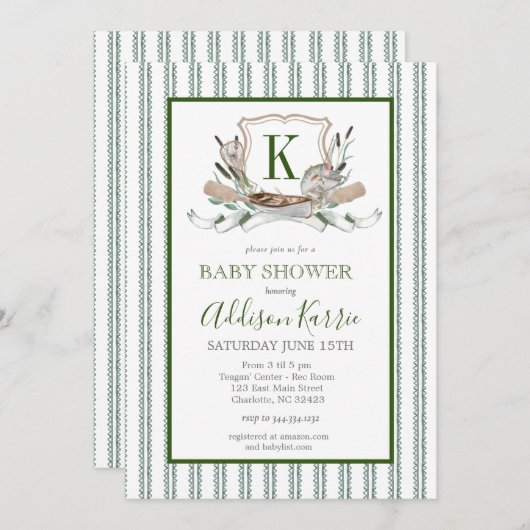 Invitation Baby shower de pêche (Devant / Derrière)