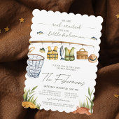 Invitation Baby shower de pêche à l'aquarelle Excitée Reel