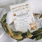 Invitation Baby shower de pêche à l'aquarelle Little Fisherma