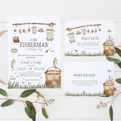 Invitation Baby shower de pêche à l'aquarelle Little Fisherma