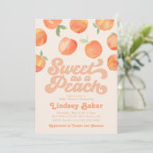 Invitation Baby shower de pêche | Baby Peach (Debout devant)