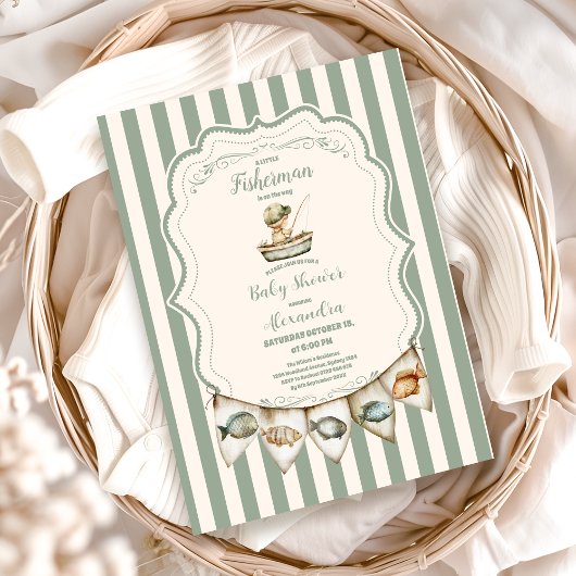 Invitation Baby shower de pêche de Boho Little Fisherman