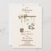 Invitation Baby shower de pêche extérieur Little Fisherman (Devant)
