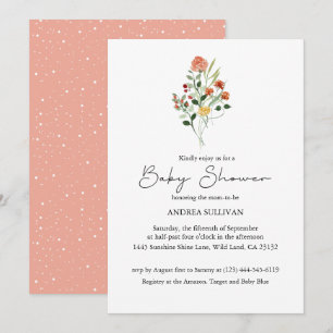 Invitation Baby shower de pêche Fleur sauvage minimaliste