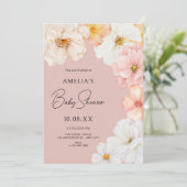 Invitation Baby shower de pêche floral (Debout devant)