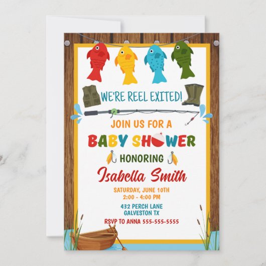 Invitation Baby shower de pêche modifiable (Devant)
