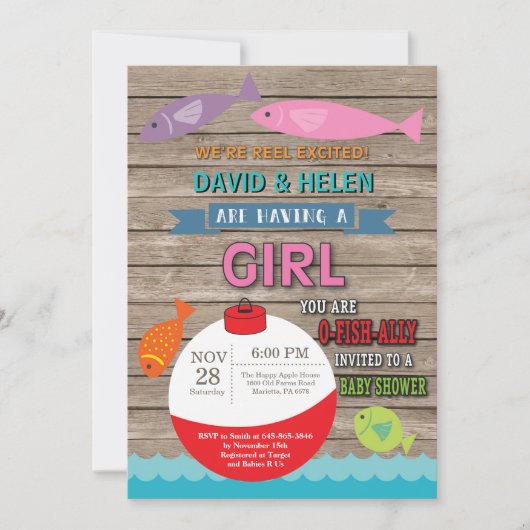 Invitation Baby shower de pêche Poisson féminin (Devant)