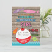 Invitation Baby shower de pêche Poisson féminin (Debout devant)