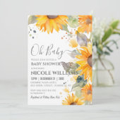 Invitation Baby shower de peinture à l'aquarelle de tournesol (Debout devant)