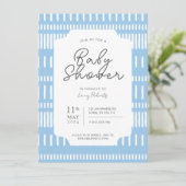 Invitation Baby shower de peinture à rayures bleu et blanc (Debout devant)