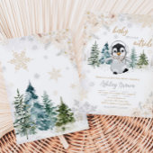 Invitation Baby shower de Penguin de l'Arctique d'hiver