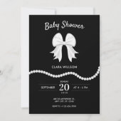 Invitation Baby shower de perle à arc noir (Devant)