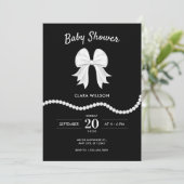 Invitation Baby shower de perle à arc noir (Debout devant)