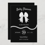 Invitation Baby shower de perle à arc noir (Devant / Derrière)