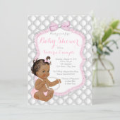 Invitation Baby shower de perle rose pour fille ethnique (Debout devant)