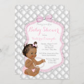 Invitation Baby shower de perle rose pour fille ethnique (Devant / Derrière)