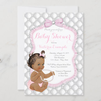 Invitation Baby shower de perle rose pour fille ethnique