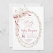 Invitation Baby shower de perles de boule rose (Devant)