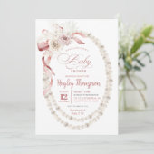 Invitation Baby shower de perles de boule rose (Debout devant)