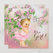 Invitation Baby shower de perles en fleurs de cerisier Tutu (Devant / Derrière)
