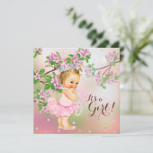 Invitation Baby shower de perles en fleurs de cerisier Tutu (Debout devant)