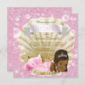 Invitation Baby shower de perles roses de sirène afro-américa (Devant / Derrière)