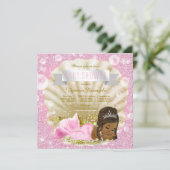 Invitation Baby shower de perles roses de sirène afro-américa (Debout devant)