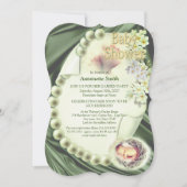 Invitation Baby shower de perles vertes (Devant)