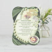 Invitation Baby shower de perles vertes (Debout devant)