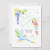 Invitation Baby shower de perroquets tropicaux d'Aloha Hawaïe (Devant)