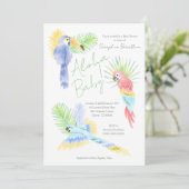 Invitation Baby shower de perroquets tropicaux d'Aloha Hawaïe (Debout devant)