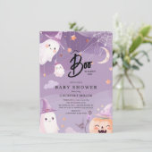 Invitation Baby shower de petit boo mignon (Debout devant)