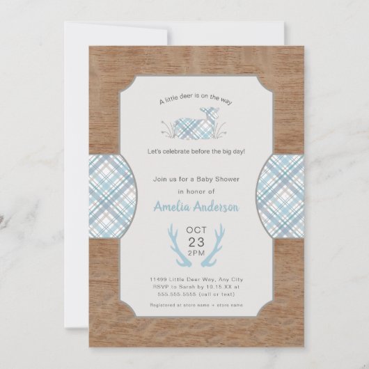 Invitation Baby shower de petit cerf (Devant)