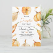 Invitation Baby shower de petit Citrouille rustique neutre pa (Debout devant)