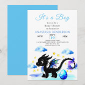 Invitation Baby shower de petit dragon Egg Boy (Devant / Derrière)