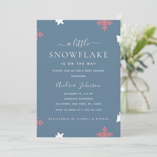 Invitation Baby shower de petit faucon à neige (Debout devant)