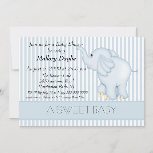 Invitation Baby shower de petit garçon bleu clair doux (Devant)