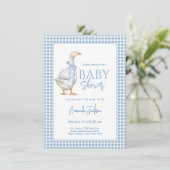 Invitation Baby shower de petit garçon bleu d'oie (Debout devant)