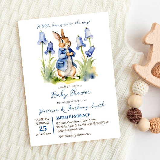 Invitation Baby shower de petit garçon Peter lapin