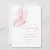 Invitation Baby shower de petit papillon rose (Devant)