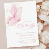 Invitation Baby shower de petit papillon rose