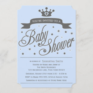 Invitation Baby shower de Petit Prince Bleu et Gri