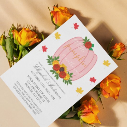 Invitation Baby shower de petite Citrouille automnale fille