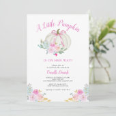 Invitation Baby shower de petite fille Citrouille rose Bow (Debout devant)