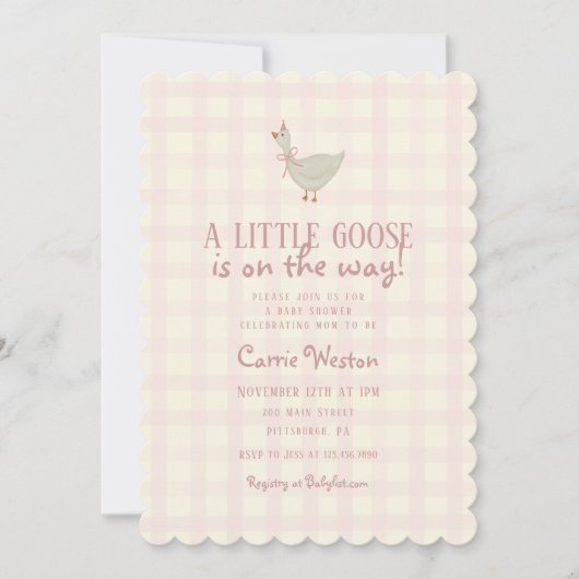 Invitation Baby shower de petite fille d'oie (Devant)