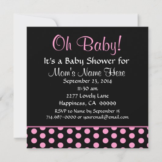 Invitation Baby shower de petite fille Pois rose (Devant)