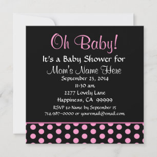 Invitation Baby shower de petite fille Pois rose