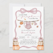 Invitation Baby shower de petite fille rose Citrouille automn (Devant)