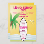Invitation Baby shower de petite fille surfer (Devant / Derrière)